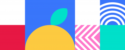 Cover dell'intervallo 3 co una mela e alcuni elementi geogmetrici