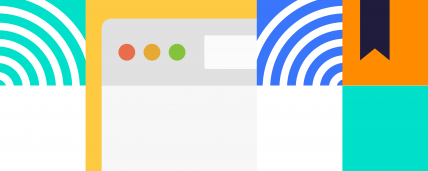 Porzione di browser illustrata insieme a varie forme geometriche