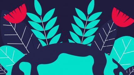 Illustrazione di un mappamondo e di piante