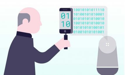 Illustrazione di una persona anziana che utilizza uno smartphone