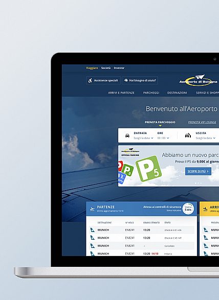Mockup sito Aeroporto di Bologna