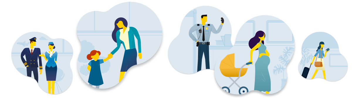 Illustrazioni dei servizi dell'aeroporto di bologna