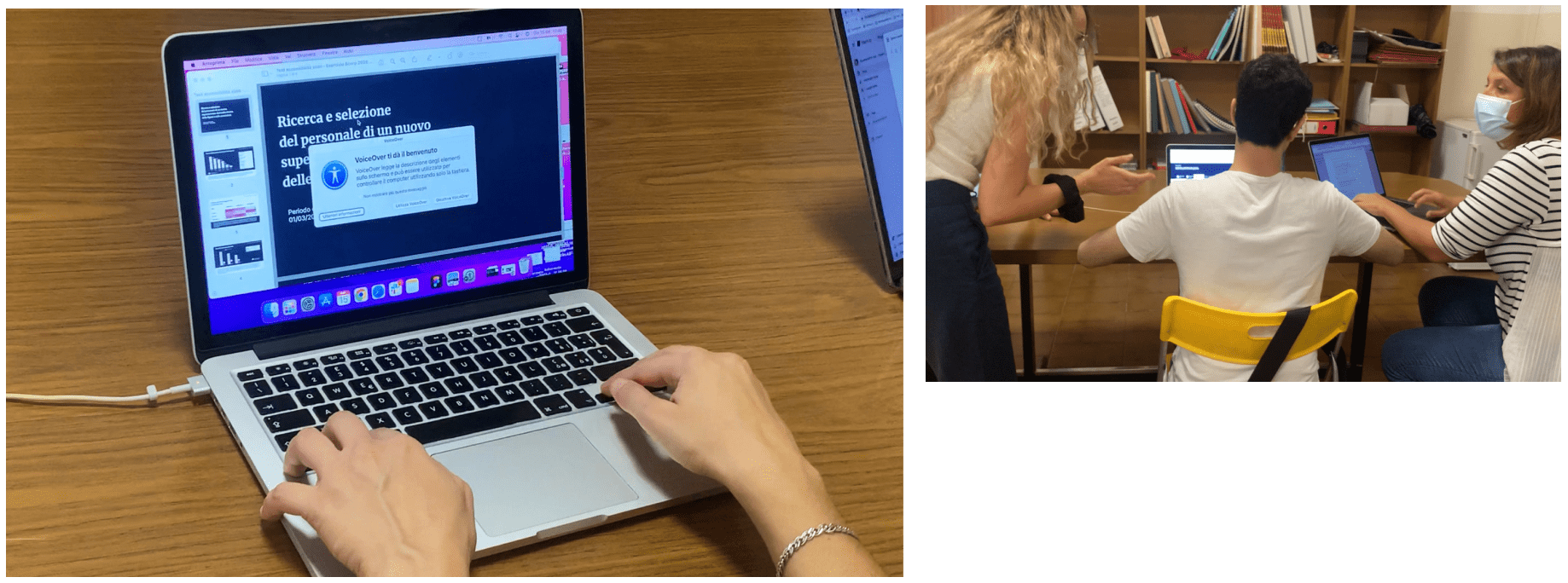 Alcuni momenti durante i test realizzati con l'Unione Ciechi di Bologna