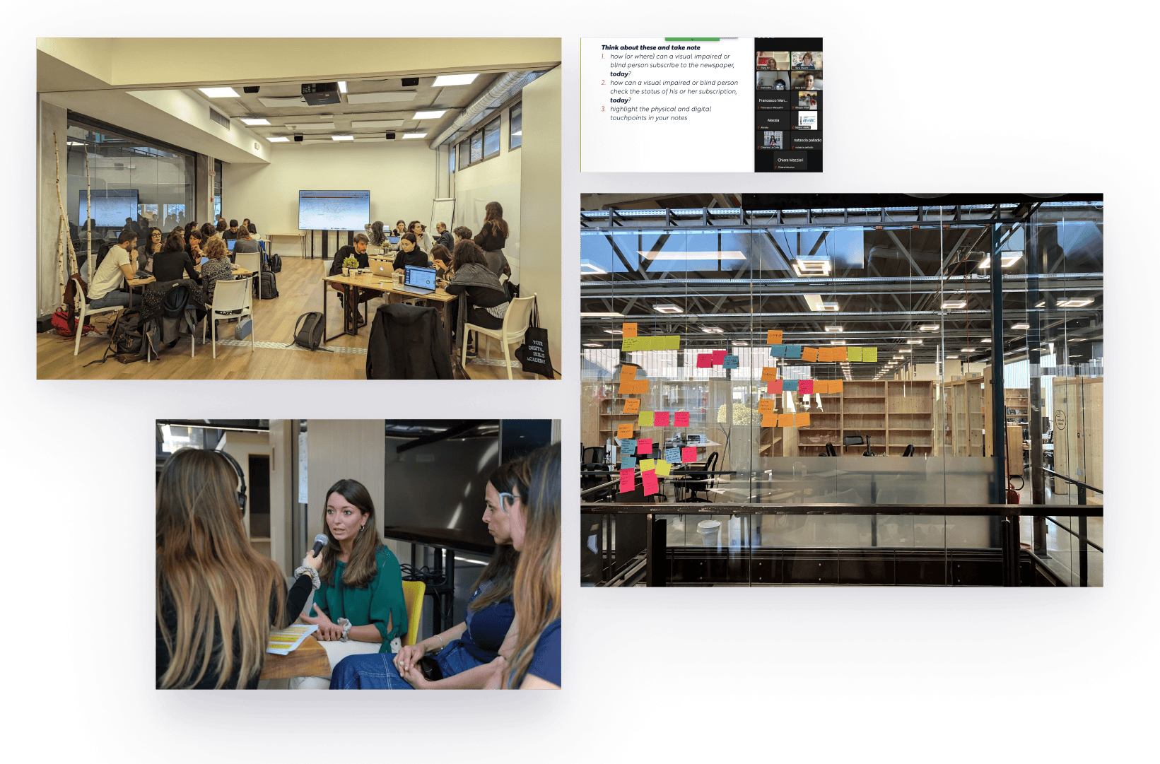 Collage di foto scattate durante le varie docenze effettuate da Tangiblers nel 2023.