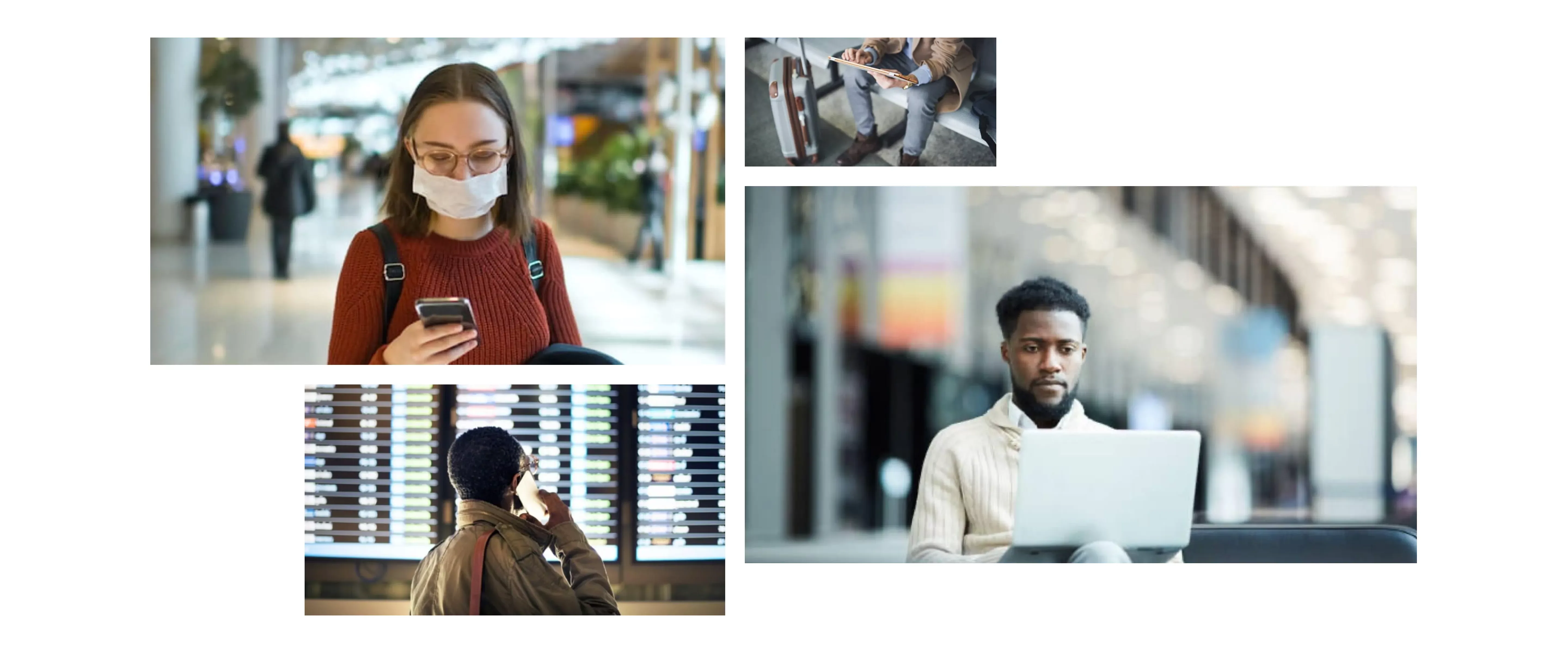 Collage di foto di utenti diversi con device diversi