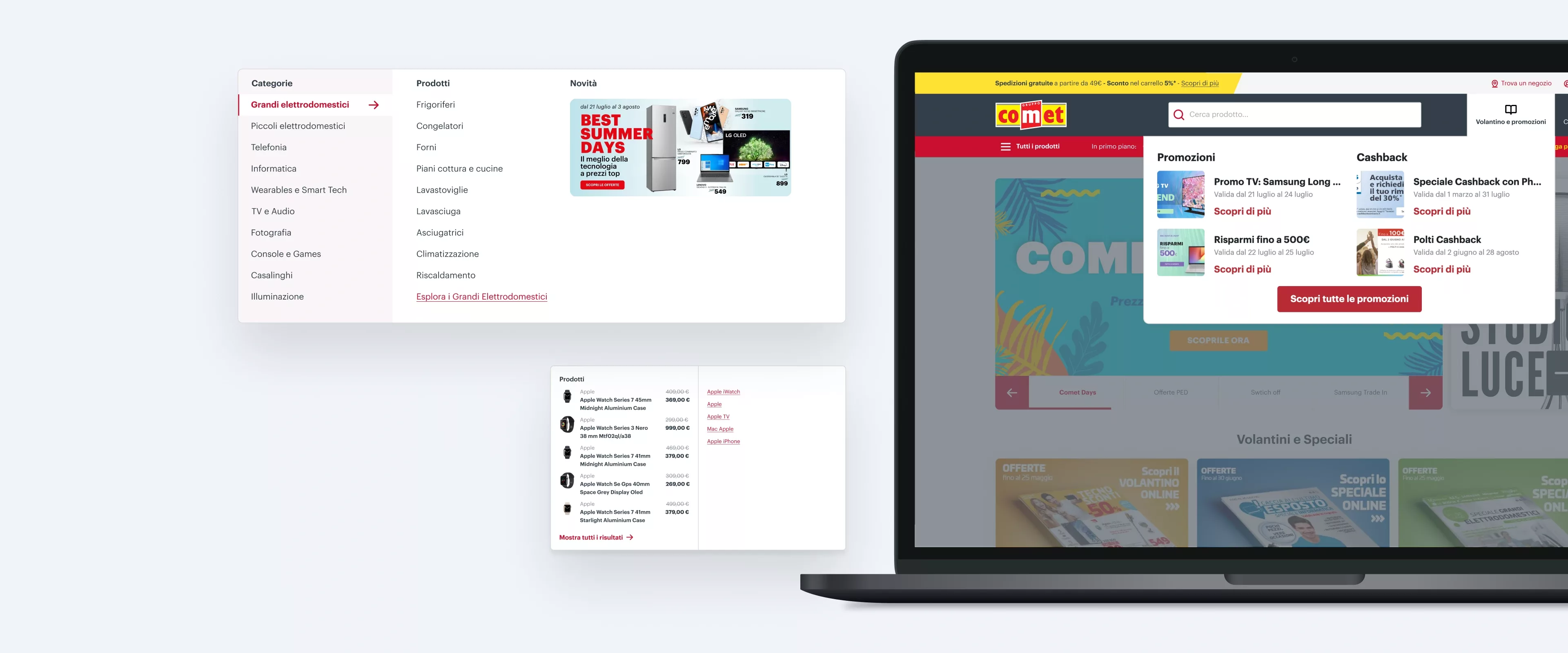 Diverse viste del menu di navigazione