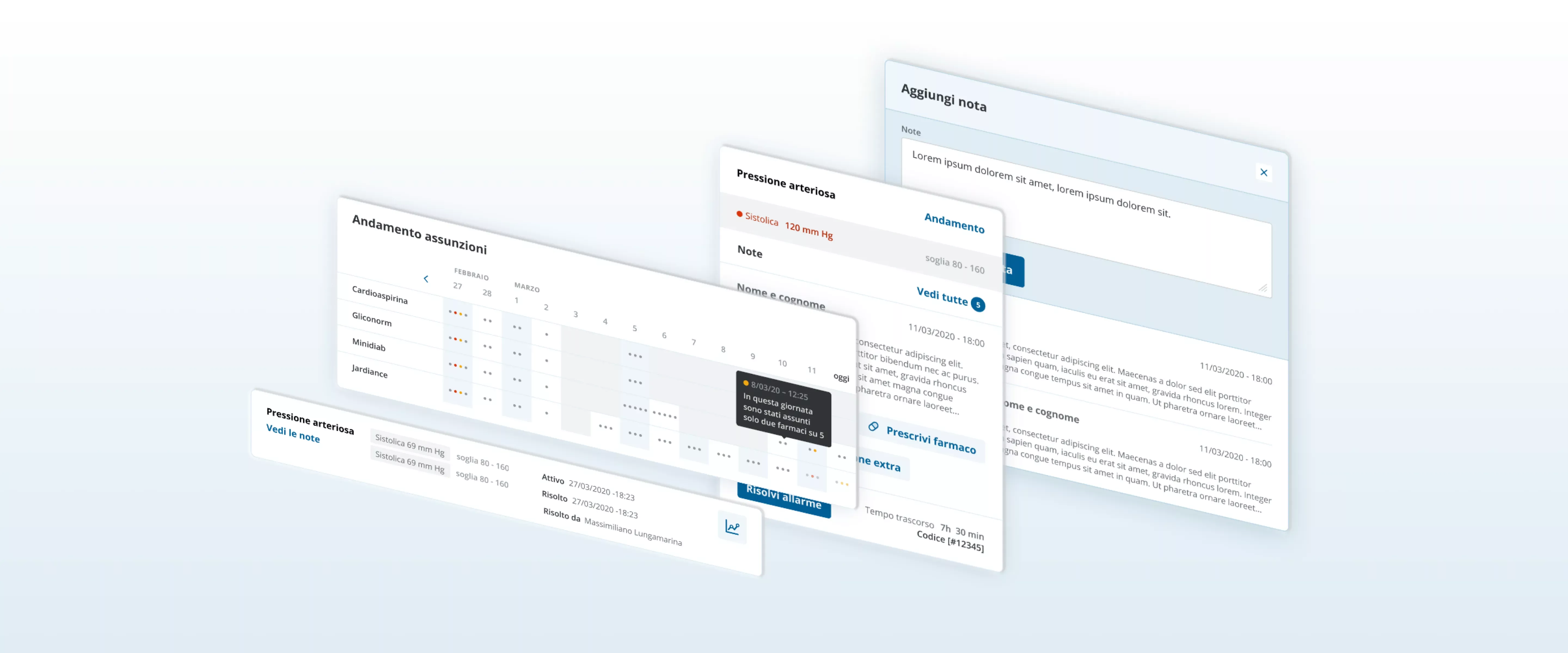 Preview di alcune modali relative alle assunzioni