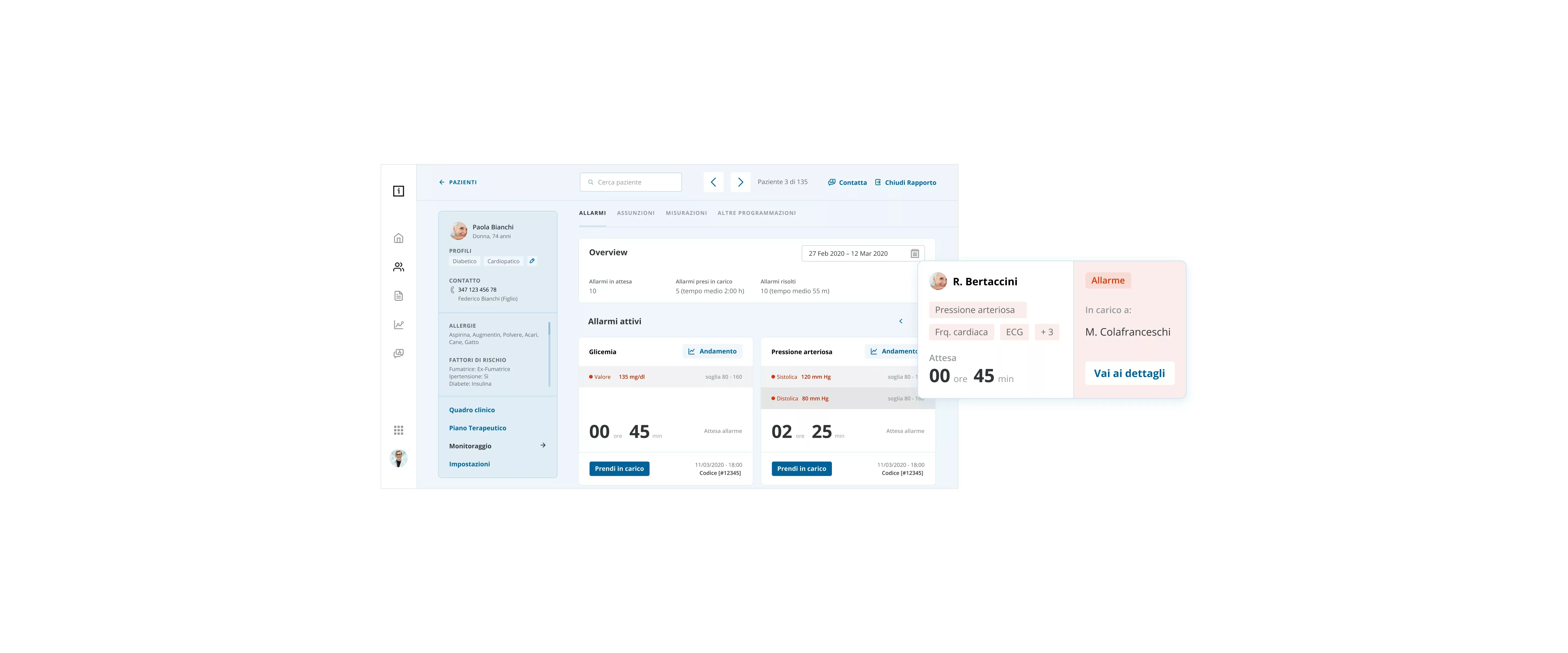 desktop view e una card allarme